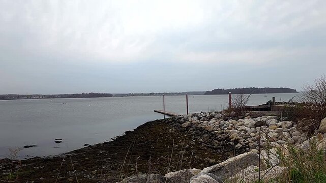 Rocky shoreline Casco Bay Portland, Me
