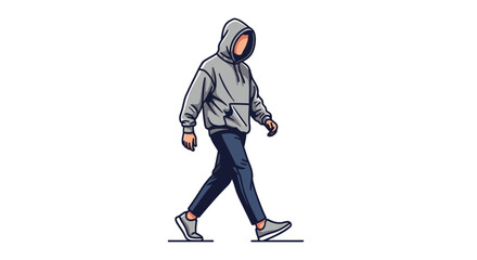 Fototapeta premium Man in Hoodie Walking, Casual Style, Modern Streetwear, Isolated on White Background