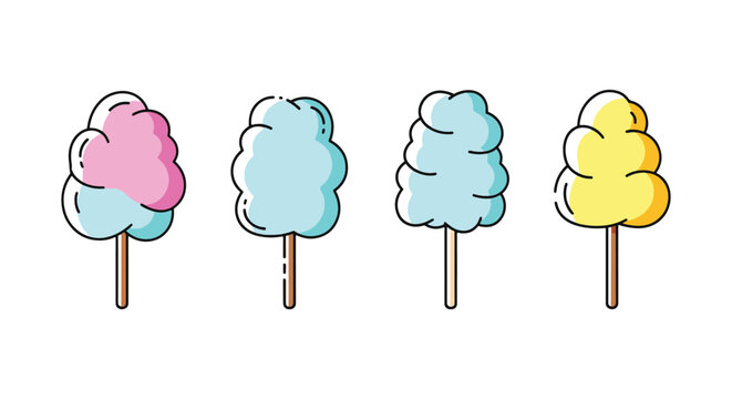 cotton candy Line art vector simple abstract color