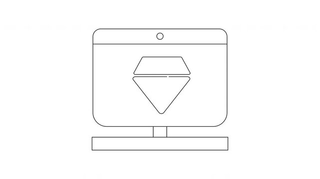 Computer Screen Displaying a Diamond Icon Outline.
