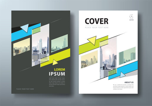 Green and blue annual report brochure flyer design template vector, Leaflet presentation, book cover, layout in A4 size