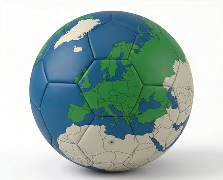 Soccer ball with color of the world map- Europe