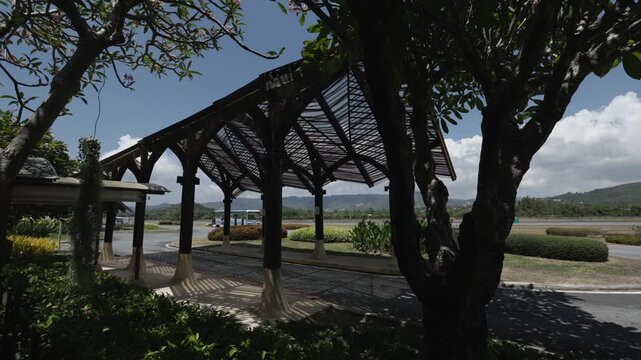 Gate pick up and drop of spot at Koh Samui airport, Thailand