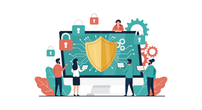 Team working on data protection and cybersecurity.
