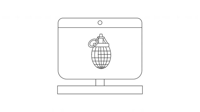 Computer Screen Displaying a Grenade Icon.