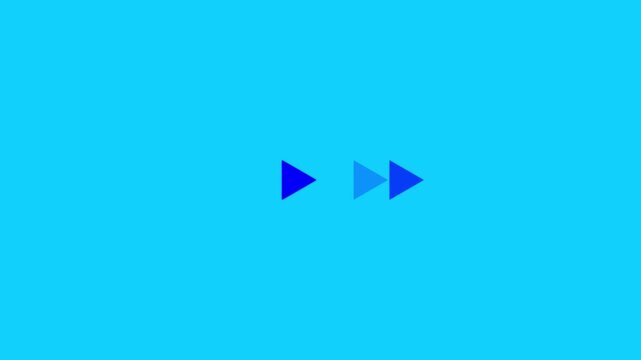 Fast forward white symbols icon symbol animation on black background. Fast forward sign moving forward.Play button arrow animation. 4k