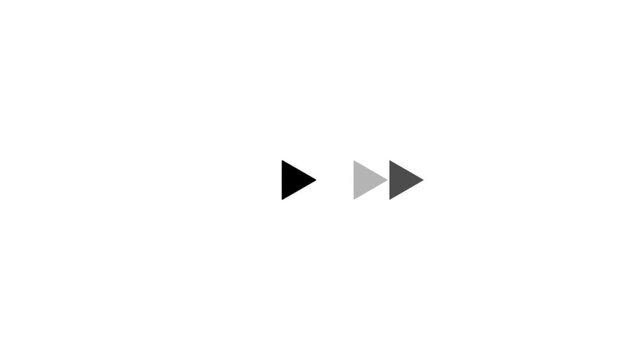 Fast forward white symbols icon symbol animation on white background. Fast forward sign moving forward.Play button arrow animation. 4k