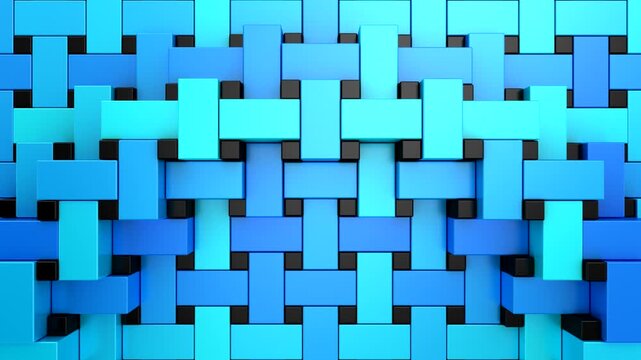 Geometric Shapes Form a Wave. Abstract motion, two color, 3d rendering, 4k resolution
