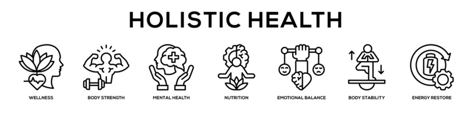 Holistic Health web banner icon illustration concept