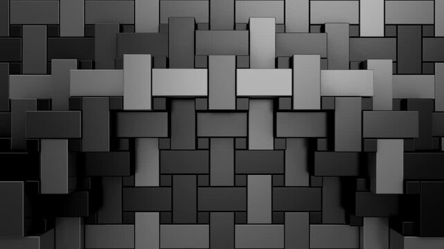 Geometric Shapes Form a Wave. Abstract motion, two color, 3d rendering, 4k resolution

