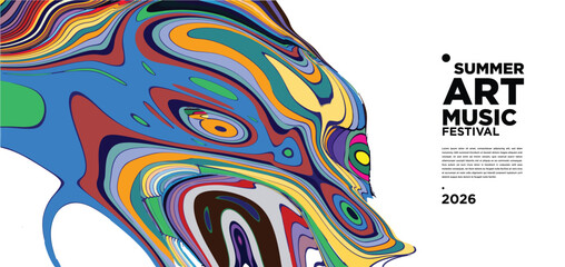 Obraz premium Colorful abstract design for summer art music festival poster