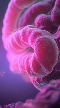 A Vibrant Microcosm of Cellular Structures Illuminated in Shades of Pink and Purple, Showcasing Intricate Details and Dynamic Forms in a Stunning Close-Up View
