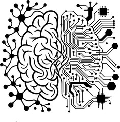 Fototapeta premium Human brain and digital circuit board hybrid concept for artificial intelligence and machine learning