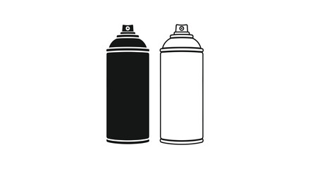 Fototapeta premium Spray paint cans black and white line art illustration on white background