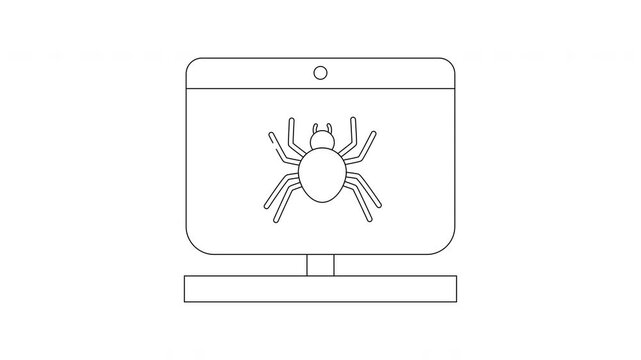 Computer screen displaying a spider icon, representing a computer virus or malware threat.