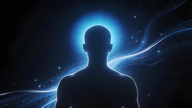Silhouette of human with glowing aura