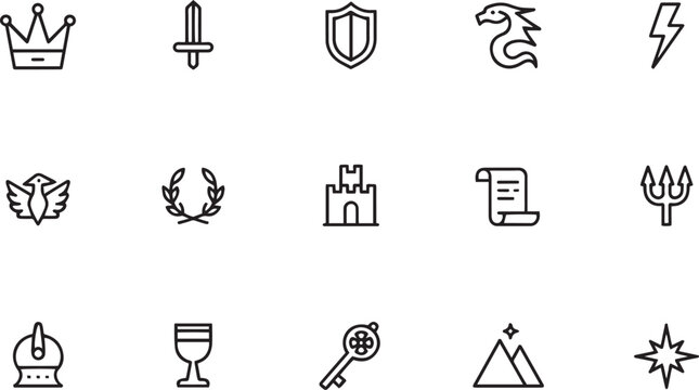 Sword, Shield and Heroic Quest Icons Set