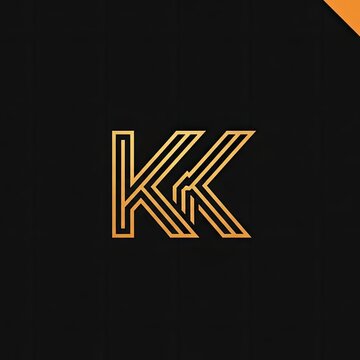 Elegant gold double letter K monogram logo design.