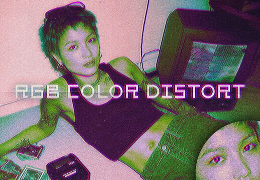 RGB Color Distort Photo Effect &ndash; Folded Paper for Album Cover & Social Media (PSD)