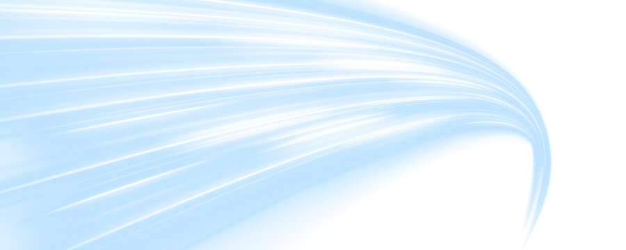 Blue motion streak cuts through space smoothly, leaving a bright luminous path. Dynamic energy enhances speed perception and modern style. Perfect for tech graphics png