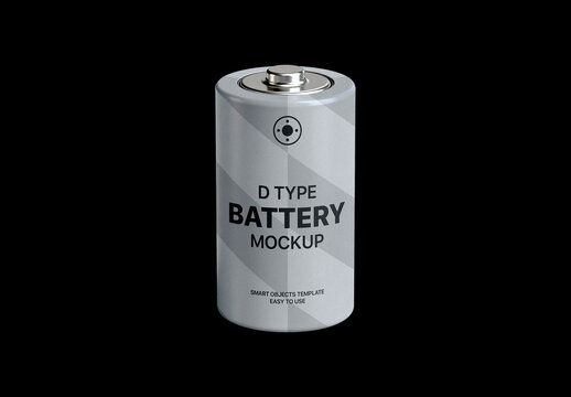 D Type Battery Mockup &ndash; Electronics Branding Presentation (PSD)