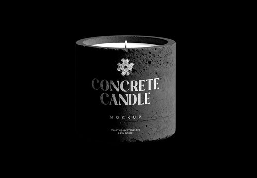Concrete Candle Mockup &ndash; Isolated Packaging Branding Presentation (PSD)
