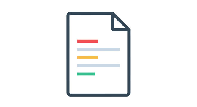 Flat icon of a document with colored text lines