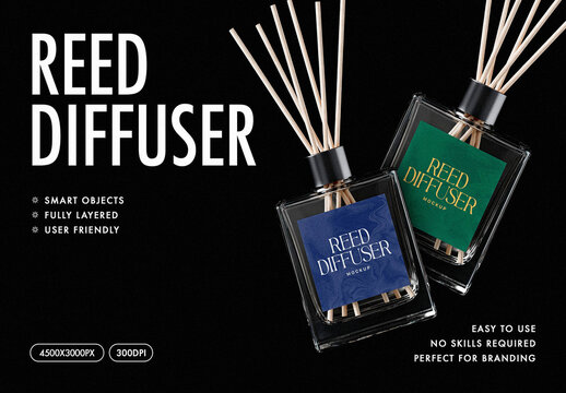 Reed Diffuser Mockup &ndash; Isolated Packaging Branding Presentation (PSD)