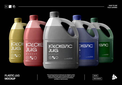 Plastic Jug Mockup &ndash; Isolated Packaging Branding Presentation (PSD)
