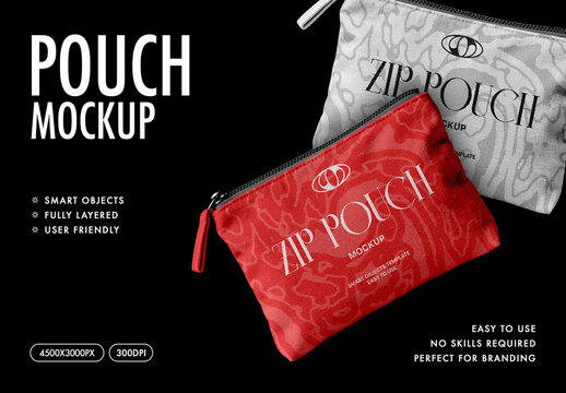 Zip Pouch Mockup &ndash; Isolated Packaging Branding Presentation (PSD)