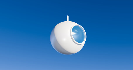 Rounded spaceship futuristic minimal design with a blue sky © Muhammad