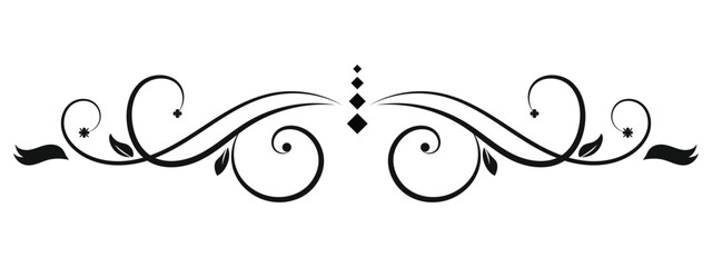 Black vintage floral ornament vector illustration, abstract swirl line art and butterfly wing silhouette design element for tattoo or decoration © Pritom99