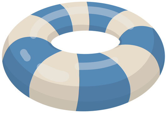 blue Striped Swim Ring Illustration Isolated on White Background
