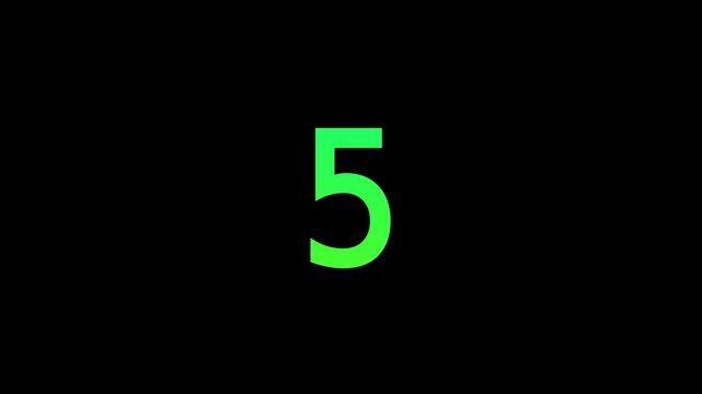 Green Numeric Countdown 10 to 0 Animation Alpha Channel Transparent Background 4K