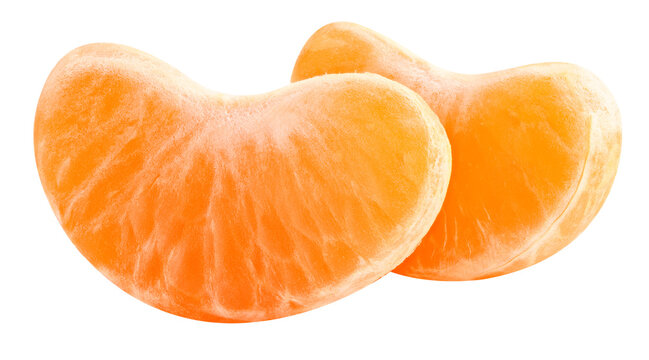 Tangerine and clementine isolated with PNG. Mandarin slice isolated on transparent background
