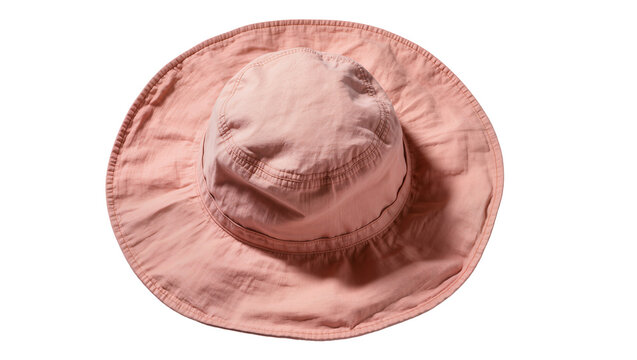 Soft pink floppy sun hat with wide brim, isolated on transparent background