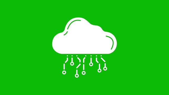 Cloud computing icon with digital data lines animation