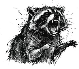 Aggressive Screaming Raccoon Wild Animal Design © Victory