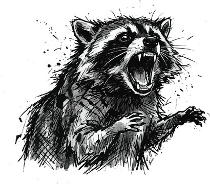 Aggressive Screaming Raccoon Wild Animal Design
