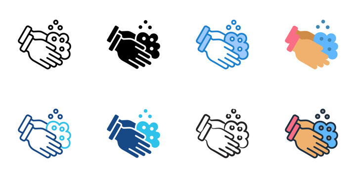 Handwashing icons set multiple style collection. Editable stroke 
