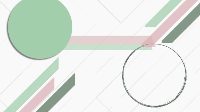 Minimalist geometric abstract background with rotating circles -  Green Pastel Edition