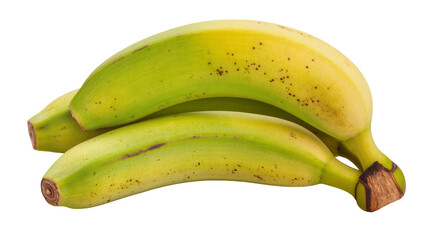 Bunch of unripe green bananas with brown spots, isolated on transparent background © PROSTOCK