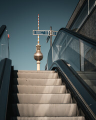 ising to the Icon: Berlin TV Tower Framed by Urban Escalator © BERLIN-BELICHTET.DE