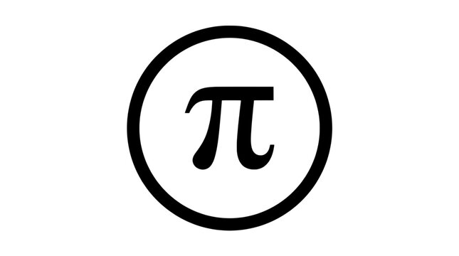 Pi symbol icon in a circle with black outline featuring math, geometry, number with constant and ratio elements for circumference, diameter projects,