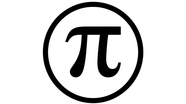 Pi symbol icon in a circle with black outline featuring pi, mathematical, math with number and constant elements for geometry, design projects, clean