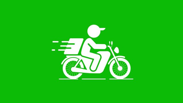 Animated motorcycle courier fast delivery service 