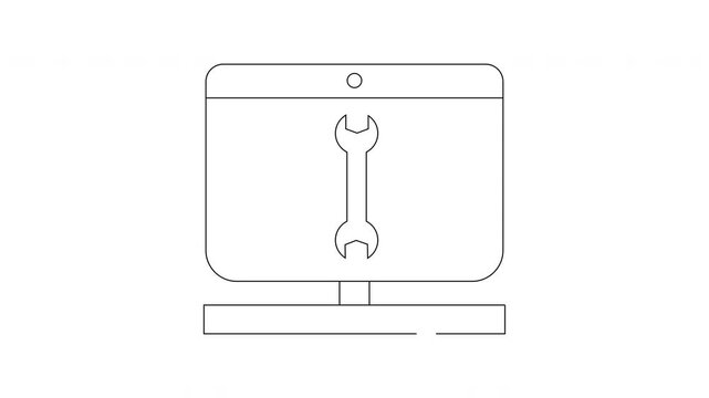 Computer repair icon on screen, digital technology service concept.