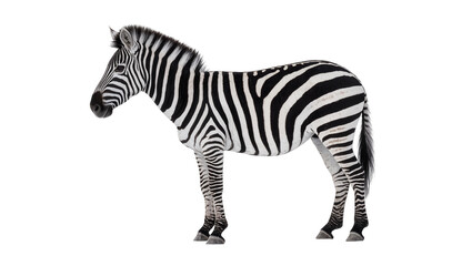 Naklejka premium Full body zebra with black and white stripes, isolated on transparent background