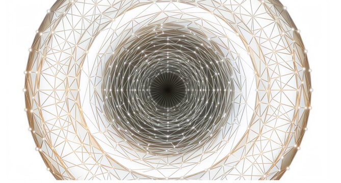 Abstract wormhole tunnel low poly mesh vector with futuristic wireframe network vortex design