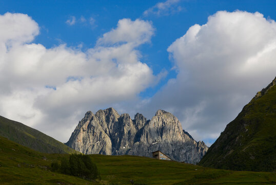 Chaukhe Mountains in Georgia, Kazbegi region, Juta village